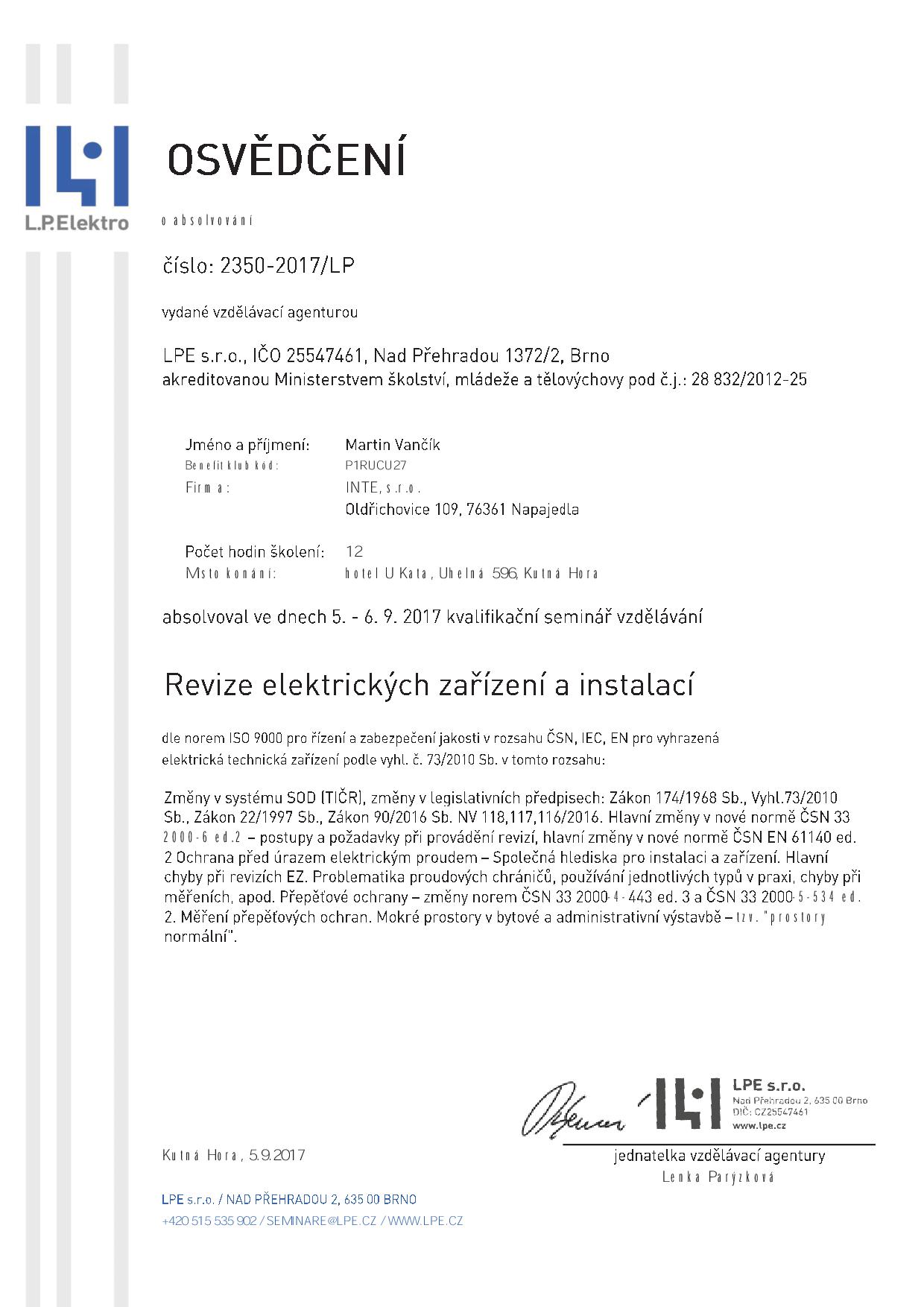 LP-Elektro_Osvědčení_2350-2017-LP_Vančík_Martin