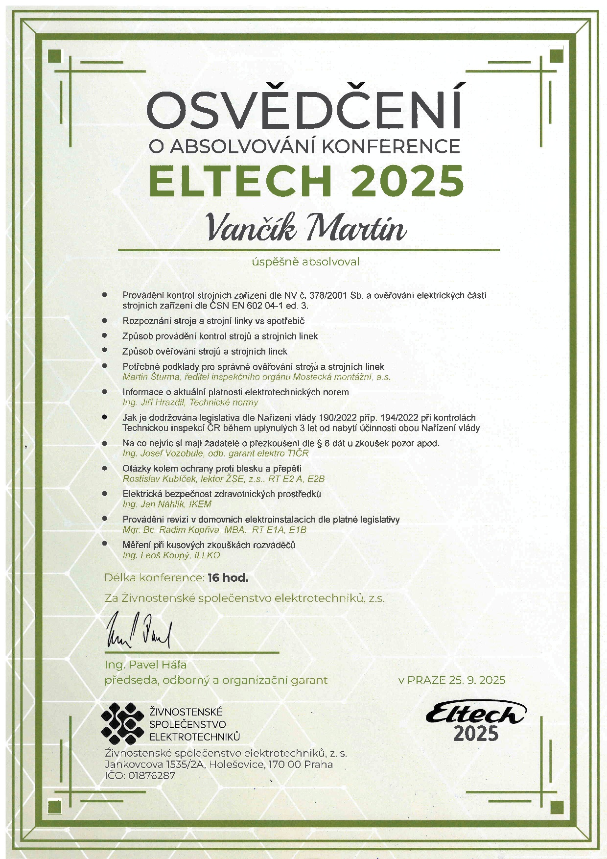 Osvědčení_ELTECH 2025_Praha_24.-25.09.2025