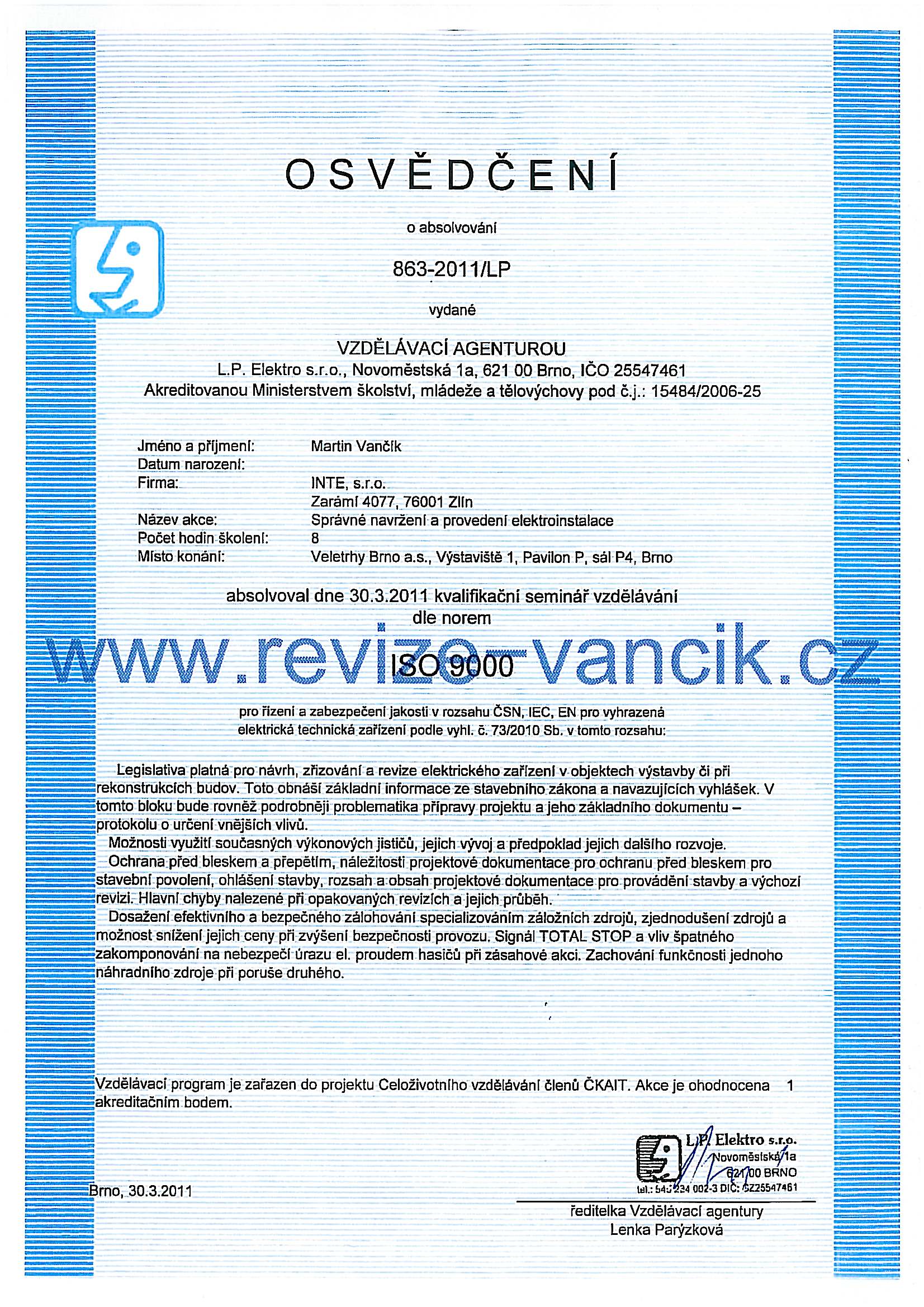 LP Elektro_legislativa a návrh el. instalace_Ampér_30.03.2011